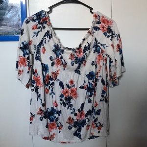 Off the shoulder, flowy shirt